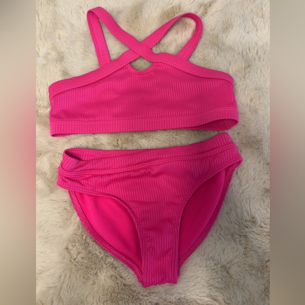 Pink Ribbed Bikini Set